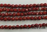 CRE151 15.5 inches 4mm faceted round red jasper beads wholesale