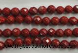 CRE152 15.5 inches 6mm faceted round red jasper beads wholesale