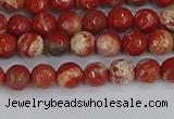 CRE330 15.5 inches 4mm faceted round red jasper beads