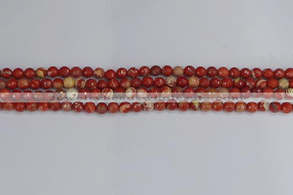 CRE330 15.5 inches 4mm faceted round red jasper beads