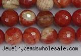 CRE332 15.5 inches 8mm faceted round red jasper beads