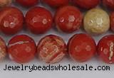 CRE333 15.5 inches 10mm faceted round red jasper beads