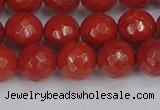 CRE341 15.5 inches 10mm faceted round red jasper beads