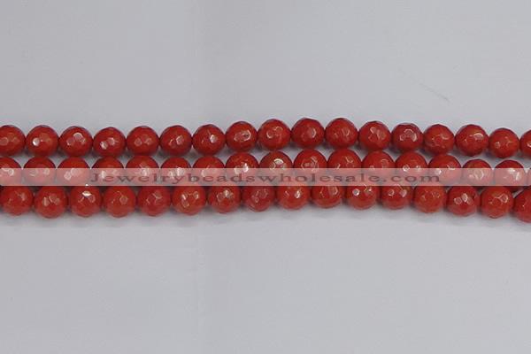 CRE341 15.5 inches 10mm faceted round red jasper beads