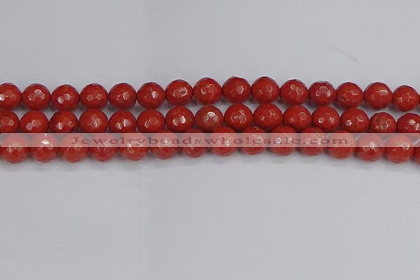 CRE342 15.5 inches 12mm faceted round red jasper beads