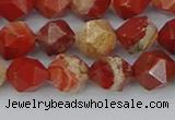 CRE346 15.5 inches 8mm faceted nuggets red jasper beads