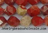 CRE347 15.5 inches 10mm faceted nuggets red jasper beads