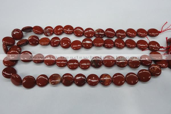 CRE35 15.5 inches 14mm flat round red jasper beads wholesale