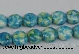 CRF116 15.5 inches 10mm flat round dyed rain flower stone beads