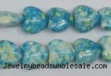 CRF132 15.5 inches 14*14mm heart dyed rain flower stone beads