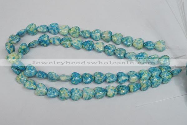 CRF132 15.5 inches 14*14mm heart dyed rain flower stone beads