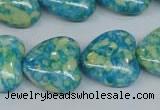 CRF135 15.5 inches 20*20mm heart dyed rain flower stone beads