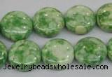 CRF199 15.5 inches 16mm flat round dyed rain flower stone beads