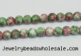 CRF21 15.5 inches 4mm round dyed rain flower stone beads wholesale