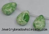 CRF228 Top-drilled 13*18mm flat teardrop dyed rain flower stone beads