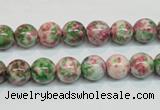 CRF23 15.5 inches 8mm round dyed rain flower stone beads wholesale