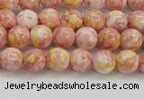 CRF314 15.5 inches 4mm round dyed rain flower stone beads wholesale