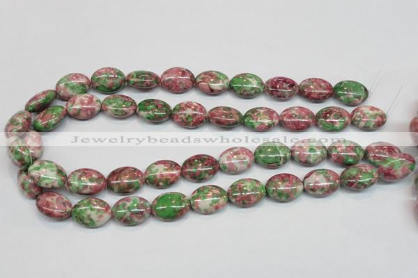 CRF33 15.5 inches 13*18mm oval dyed rain flower stone beads wholesale