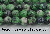 CRF349 15.5 inches 4mm round dyed rain flower stone beads wholesale