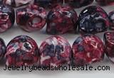 CRF364 15.5 inches 11*12mm skull dyed rain flower stone beads