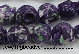 CRF365 15.5 inches 11*12mm skull dyed rain flower stone beads