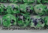 CRF372 15.5 inches 11*12mm skull dyed rain flower stone beads