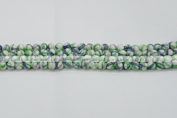 CRF387 15.5 inches 6mm round dyed rain flower stone beads wholesale