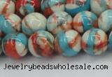 CRF402 15.5 inches 12mm round dyed rain flower stone beads wholesale