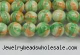 CRF417 15.5 inches 6mm round dyed rain flower stone beads wholesale