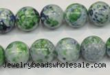 CRF47 15.5 inches 14mm round dyed rain flower stone beads wholesale