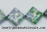 CRF53 15.5 inches 15*15mm diamond dyed rain flower stone beads