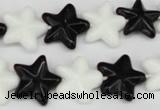 CRG23 15.5 inches 16*16mm star black & white agate gemstone beads