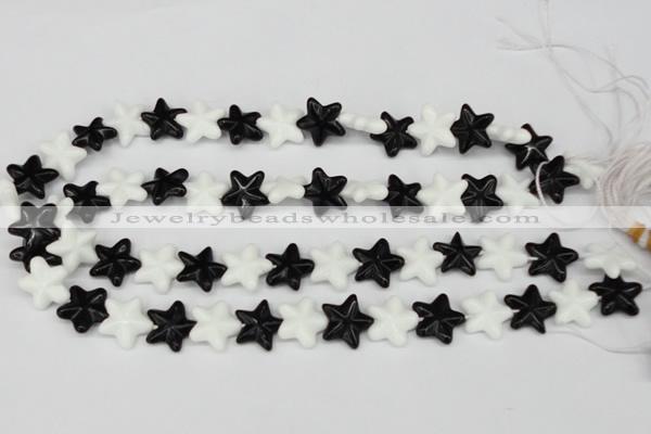 CRG23 15.5 inches 16*16mm star black & white agate gemstone beads