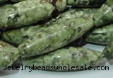 CRH108 15.5 inches 12*40mm rice rhyolite beads wholesale