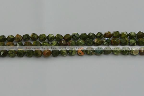 CRH162 15.5 inches 8mm faceted nuggets rhyolite gemstone beads