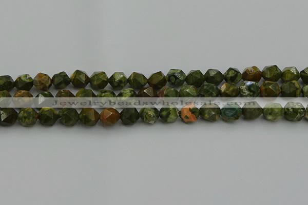 CRH163 15.5 inches 10mm faceted nuggets rhyolite gemstone beads