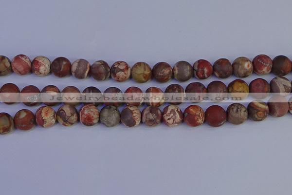 CRH514 15.5 inches 12mm round matte rhyolite gemstone beads