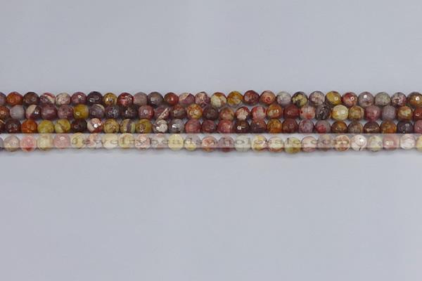 CRH518 15.5 inches 4mm faceted round rhyolite gemstone beads