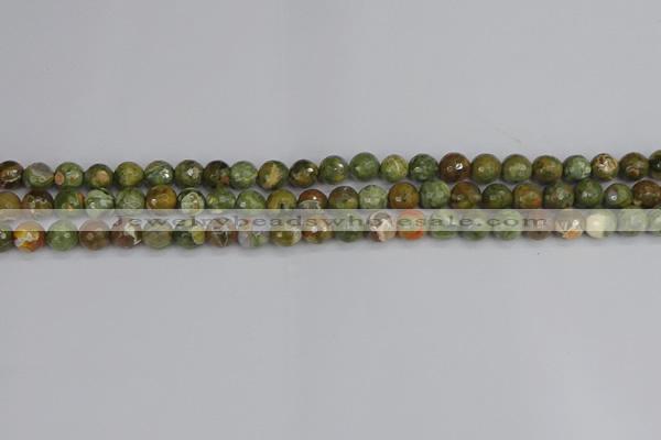 CRH526 15.5 inches 4mm faceted round rhyolite beads wholesale