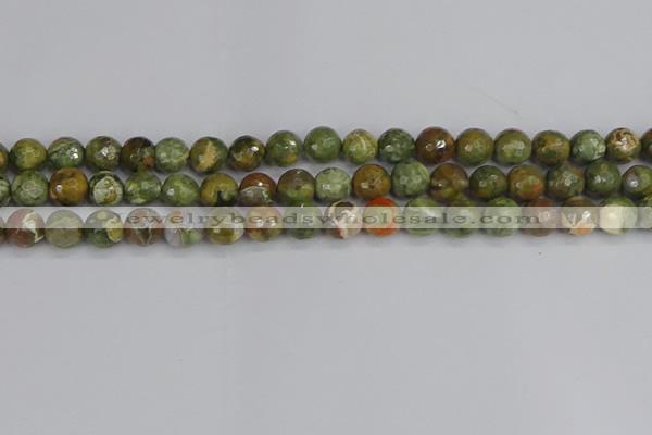 CRH528 15.5 inches 8mm faceted round rhyolite beads wholesale