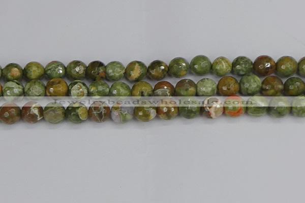 CRH530 15.5 inches 12mm faceted round rhyolite beads wholesale