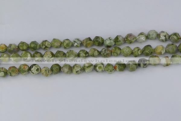 CRH536 15.5 inches 8mm faceted nuggets rhyolite gemstone beads