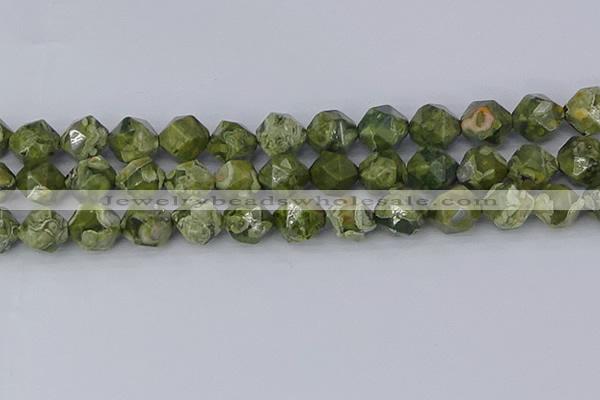 CRH538 15.5 inches 12mm faceted nuggets rhyolite gemstone beads