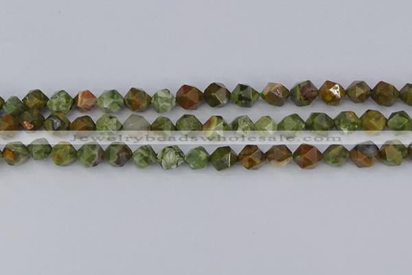 CRH542 15.5 inches 8mm faceted nuggets rhyolite beads wholesale