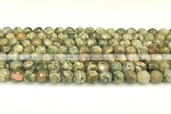 CRH580 15 inches 6mm faceted round rhyolite beads wholesale