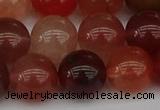 CRH604 15.5 inches 12mm round red rabbit hair quartz beads