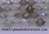 CRH611 15.5 inches 6mm faceted nuggets green rabbit hair beads