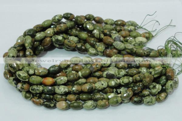 CRH68 15.5 inches 10*15mm faceted rice rhyolite beads wholesale