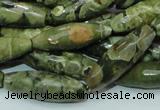 CRH70 15.5 inches 10*30mm faceted rice rhyolite beads wholesale