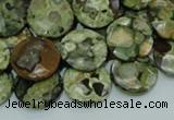 CRH86 15.5 inches 16mm faceted flat round rhyolite beads wholesale